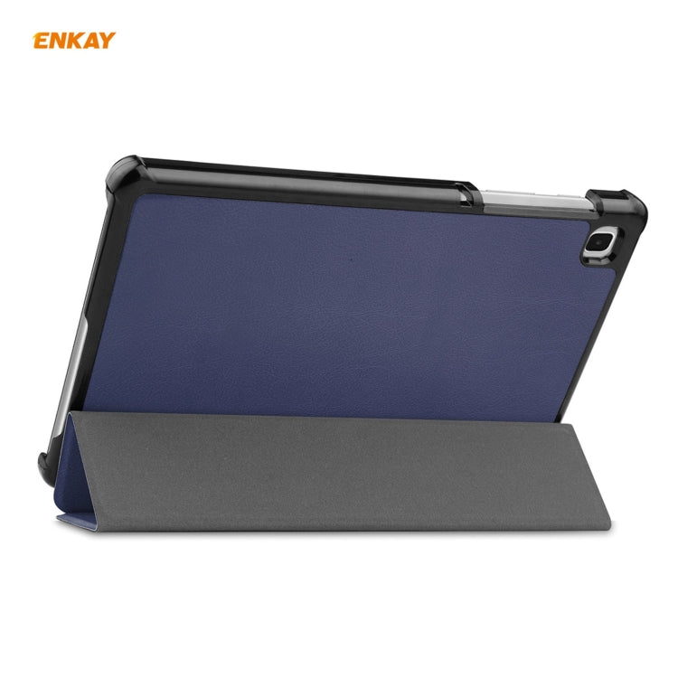 ENKAY PU Leather + Plastic Case with Three-folding Holder for Samsung Galaxy Tab A7 Lite T220 / T225(Dark Blue) - Tab A7 Lite T220 / T225 by ENKAY | Online Shopping South Africa | PMC TechLife | Buy Now Pay Later Mobicred