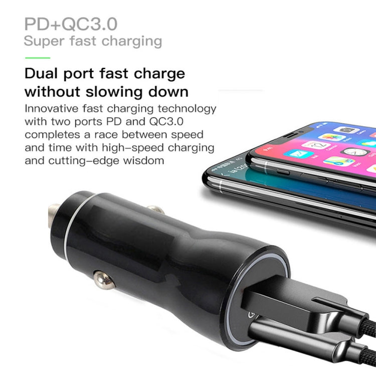 P21 Portable PD 20W + QC3.0 18W Dual Ports Fast Car Charger with USB to Type-C Cable Kit(White) - Car Charger by PMC Jewellery | Online Shopping South Africa | PMC Jewellery