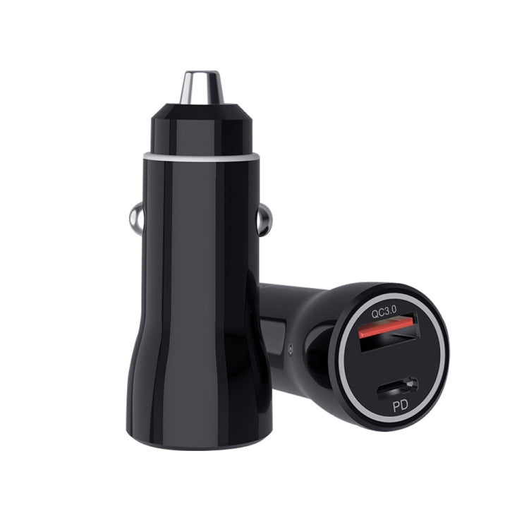 P21 PD 20W USB-C / Type-C + QC3.0 18W USB Fast Car Charger with USB-C / Type-C to 8 Pin Data Cable Set(Black) - Car Charger by PMC Jewellery | Online Shopping South Africa | PMC Jewellery