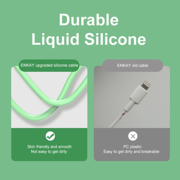 ENKAY Hat-Prince ENK-CB209 PD 20W 3A Type-C to 8 Pin Silicone Data Sync Fast Charging Cable, Cable Length: 1.2m(Green) - Normal Style Cable by ENKAY | Online Shopping South Africa | PMC Jewellery