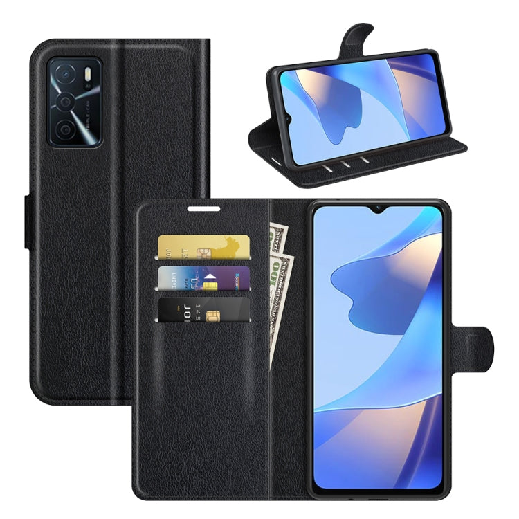 For OPPO A16 Litchi Texture Horizontal Flip Protective Case with Holder & Card Slots & Wallet(Black) - OPPO Cases by PMC TechLife | Online Shopping South Africa | PMC TechLife
