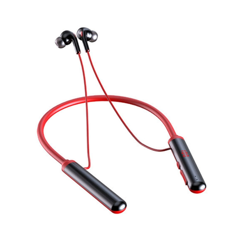 960 Neckband Magnetic Stereo Headphone with LED Display Support TF Card(Red) - Neck-mounted Earphone by PMC Jewellery | Online Shopping South Africa | PMC Jewellery