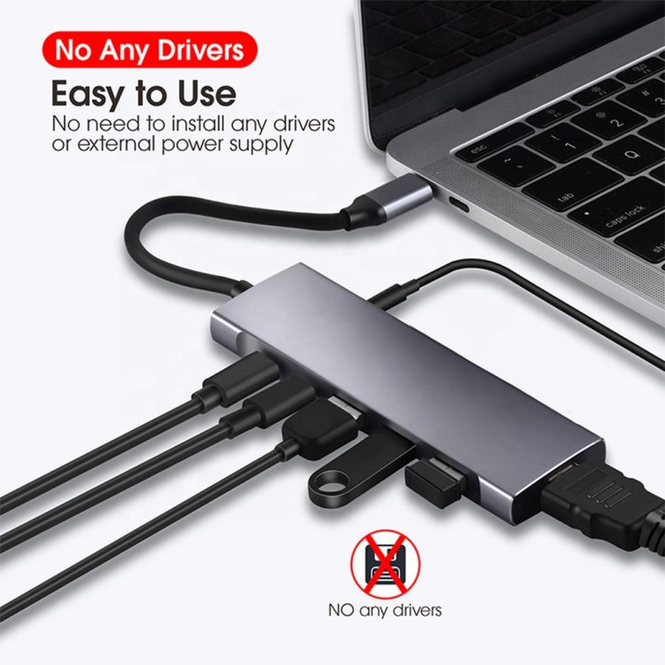 9-in-1 USB Type-C to HDMI+USB3.0x3+Type-C+PD+SD/TF+Audio HUB Adapter - USB HUB by PMC TechLife | Online Shopping South Africa | PMC TechLife | Buy Now Pay Later Mobicred