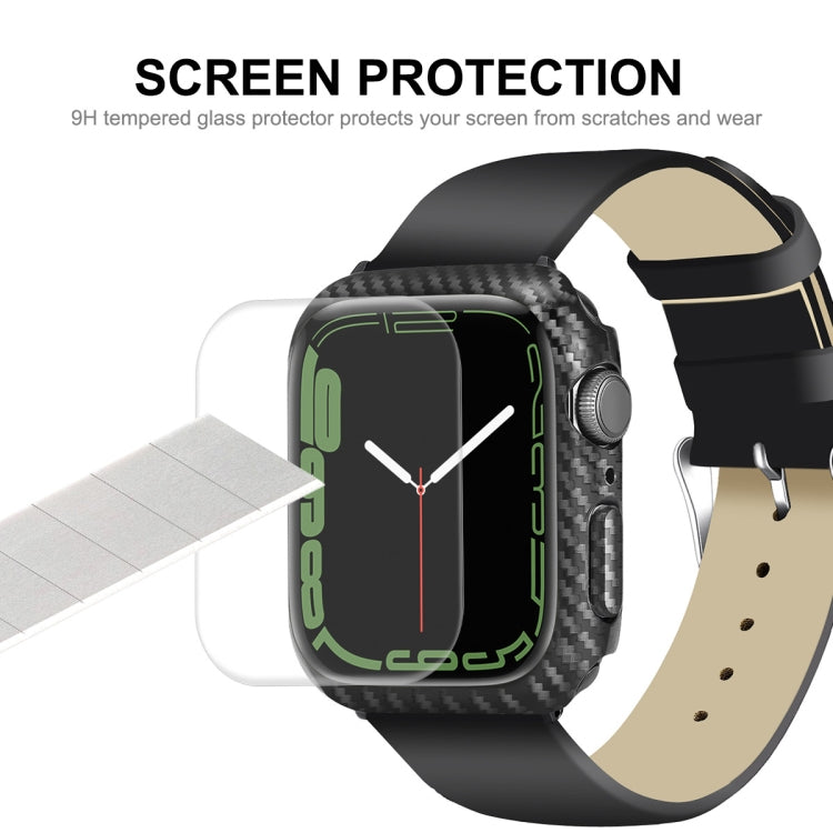 For Apple Watch Series 8 / 7 41mm ENKAY Carbon Fiber PC Case + Full Coverage PET Screen Protector - Watch Cases by ENKAY | Online Shopping South Africa | PMC TechLife | Buy Now Pay Later Mobicred