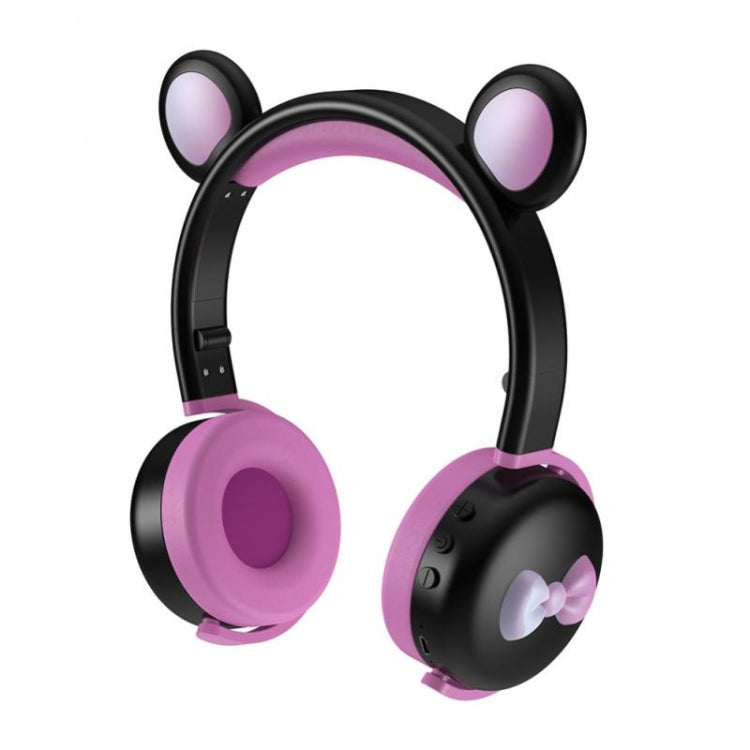 AEC BK7 Cute Bear Children Wireless Bluetooth Headset with LED Light(Black Rose) - Headset & Headphone by AEC | Online Shopping South Africa | PMC Jewellery