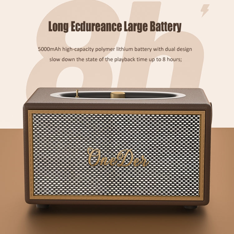 Oneder D6 40W Retro Classic Wooden Portable Outdoor Bluetooth Speaker(Black) - Desktop Speaker by OneDer | Online Shopping South Africa | PMC Jewellery