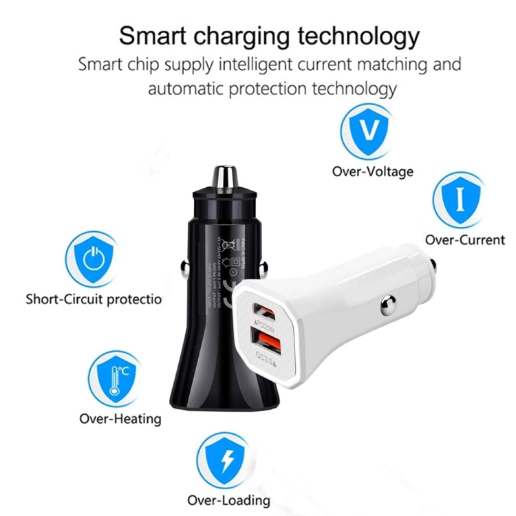 TE-P22 38W PD USB-C / Type-C + QC3. 0 USB Car Charger with 1m USB-C / Type-C to 8 Pin Data Cable(Black) - Car Charger by PMC TechLife | Online Shopping South Africa | PMC TechLife