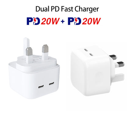 SDC-40W Dual PD USB-C / Type-C Ports Charger with 2m Type-C to 8 Pin Data Cable, UK Plug - USB Charger by PMC Jewellery | Online Shopping South Africa | PMC Jewellery