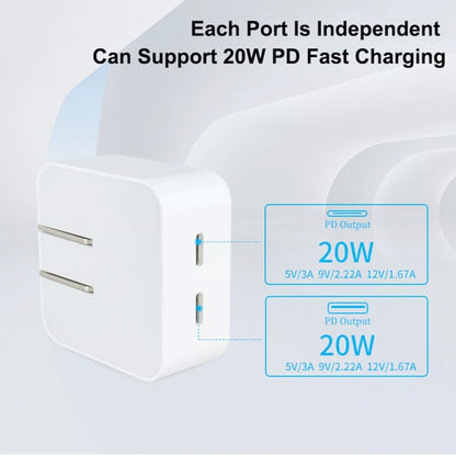 SDC-40W Dual PD USB-C / Type-C Ports Charger with 2m Type-C to 8 Pin Data Cable, UK Plug - USB Charger by PMC Jewellery | Online Shopping South Africa | PMC Jewellery