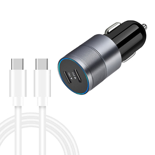 Dual PD 3.0 40W Type-C Car charger with 1m Type-C to Type-C Data Cable(Grey) - Car Charger by PMC Jewellery | Online Shopping South Africa | PMC Jewellery