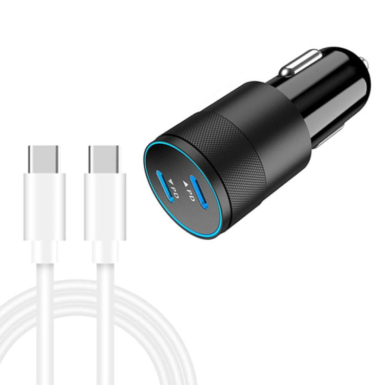 Dual PD 3.0 40W Type-C Car charger with 1m Type-C to Type-C Data Cable(Black) - Car Charger by PMC TechLife | Online Shopping South Africa | PMC TechLife