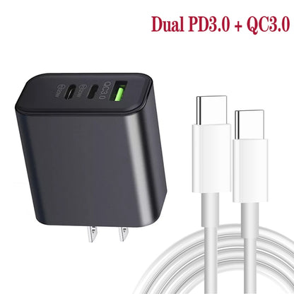 40W Dual PD + QC3.0 Ports Charger with Type-C to 8 Pin Data Cable(US Plug) - USB Charger by PMC Jewellery | Online Shopping South Africa | PMC Jewellery