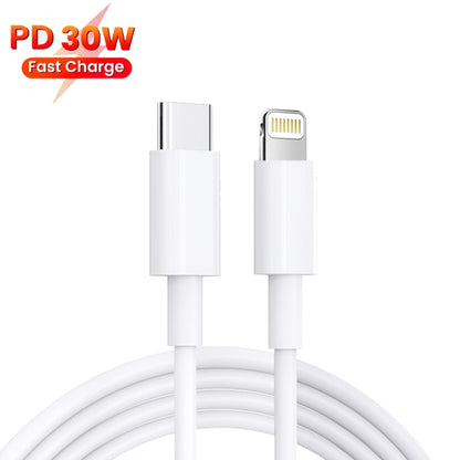 PD 35W Dual USB-C / Type-C Ports Charger with 1m Type-C to 8 Pin Data Cable, UK Plug - USB Charger by PMC Jewellery | Online Shopping South Africa | PMC Jewellery