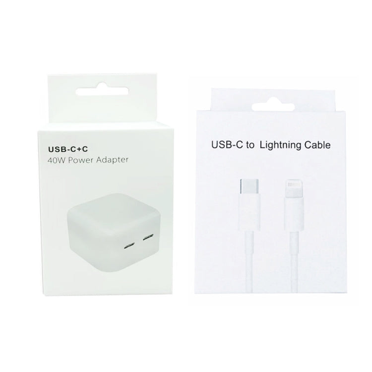 SDC-40W Dual PD USB-C / Type-C Ports Charger with 1.5m Type-C to 8 Pin Cable, AU Plug - USB Charger by PMC Jewellery | Online Shopping South Africa | PMC Jewellery