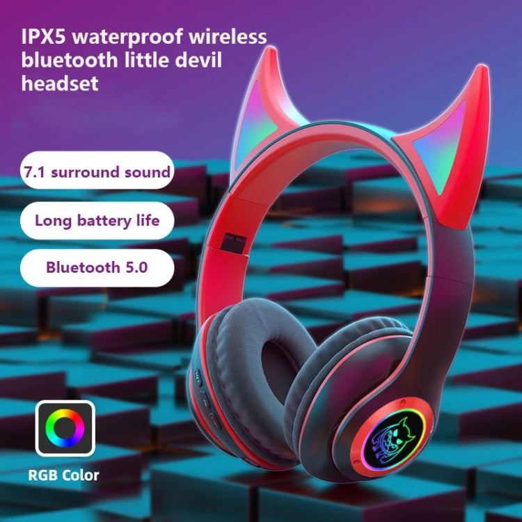 STN25 Devil Ear RGB Light Wireless Music Headset For Children with Mic(Green) - Headset & Headphone by PMC Jewellery | Online Shopping South Africa | PMC Jewellery