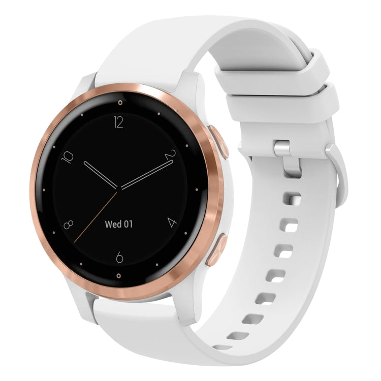 Compatible with Garmin Vivoactive 4S 18mm Solid Color Soft Silicone Watch Band(White) - Watch Bands by PMC TechLife | Online Shopping South Africa | PMC TechLife | Buy Now Pay Later Mobicred