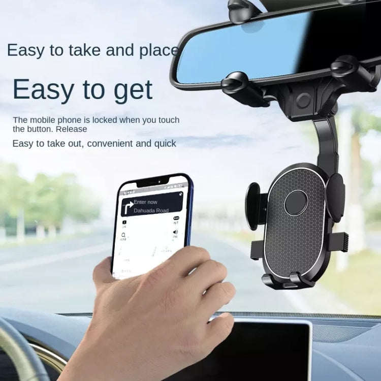 R004 Rearview Mirror 360 Rotatable Retractable Car Phone Holder - Car Holders by PMC Jewellery | Online Shopping South Africa | PMC Jewellery