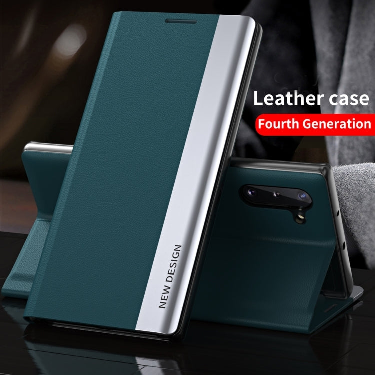 For Samsung Galaxy S23 5G Side Electroplated Adsorption Leather Phone Case(Green) - Galaxy S23 5G Cases by PMC TechLife | Online Shopping South Africa | PMC TechLife | Buy Now Pay Later Mobicred