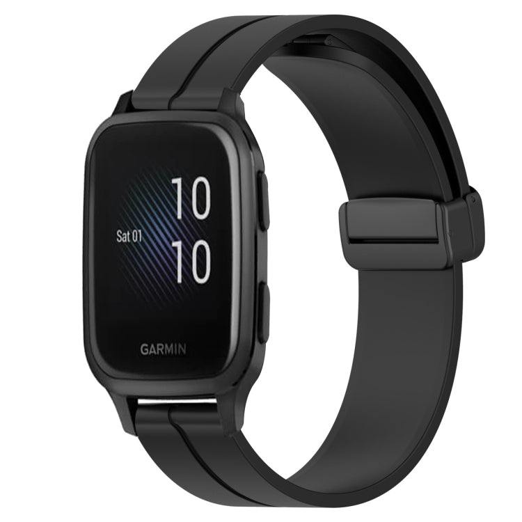Compatible with Garmin Venu Sq 2 20mm Solid Color Magnetic Clasp Silicone Watch Band(Black) - free shipping - PMC TechLife - Order now!