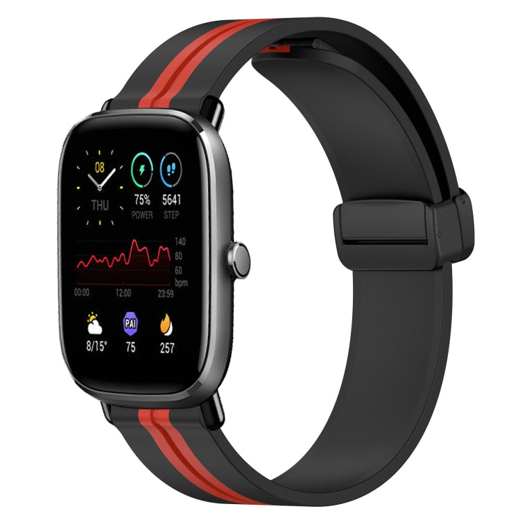 For Amazfit GTS 2 Mini 20mm Folding Magnetic Clasp Silicone Watch Band(Black+Red) - free shipping - PMC TechLife - Order now!