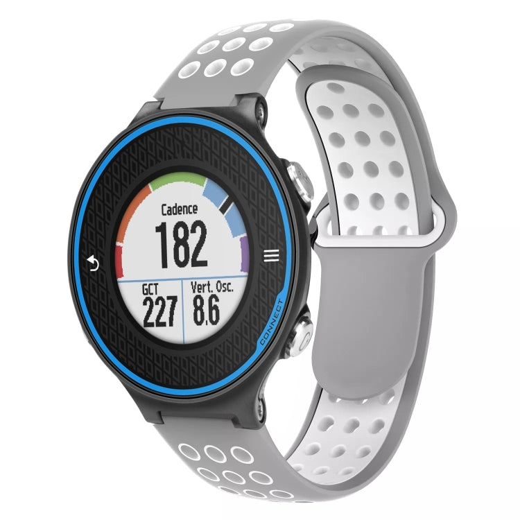 For Garmin Forerunner 620 Two-Color Punched Breathable Silicone Watch Band(Grey+White) - free shipping - PMC TechLife - Order now!