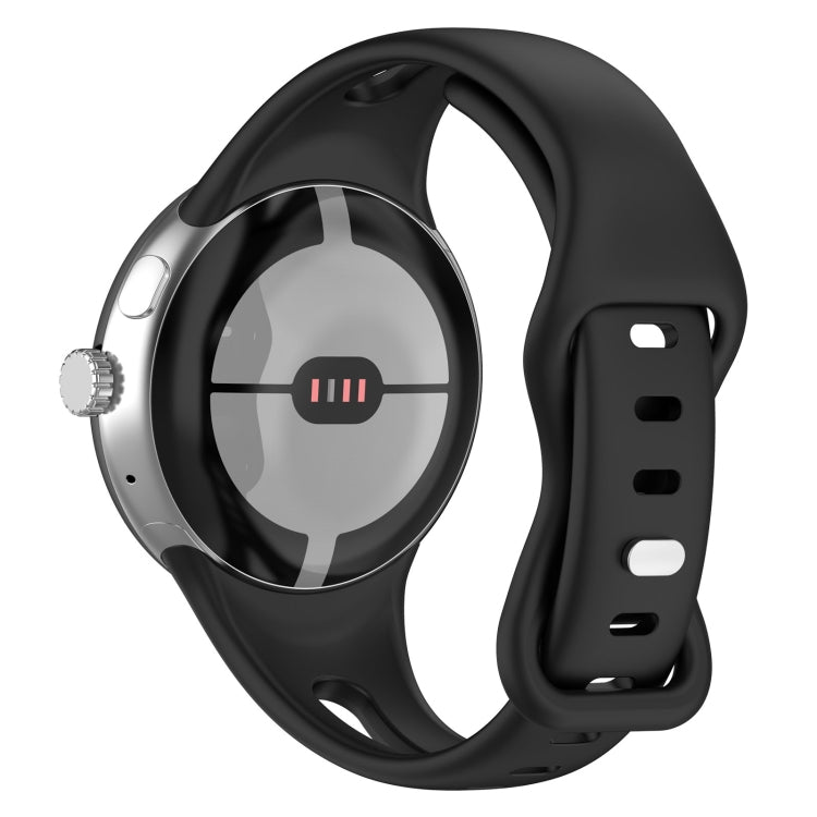 For Google Pixel Watch Water Drop Slimming Butterfly Button Solid Silicone Band(Black) - free shipping - PMC TechLife - Order now!