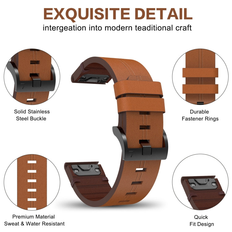 For Garmin Forerunner 945 22mm Leather Steel Buckle Watch Band (Light Brown) - Smart Wear by PMC Jewellery | Online Shopping South Africa | PMC Jewellery