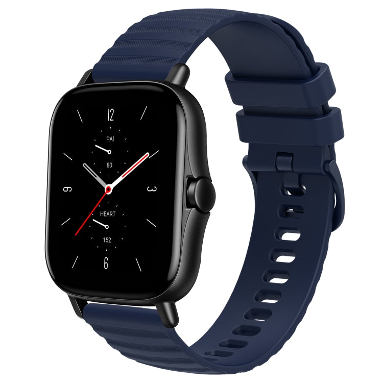 For Amazfit GTS 2 20mm Wavy Dot Pattern Solid Color Silicone Watch Band(Navy Blue) - free shipping - PMC TechLife - Order now!