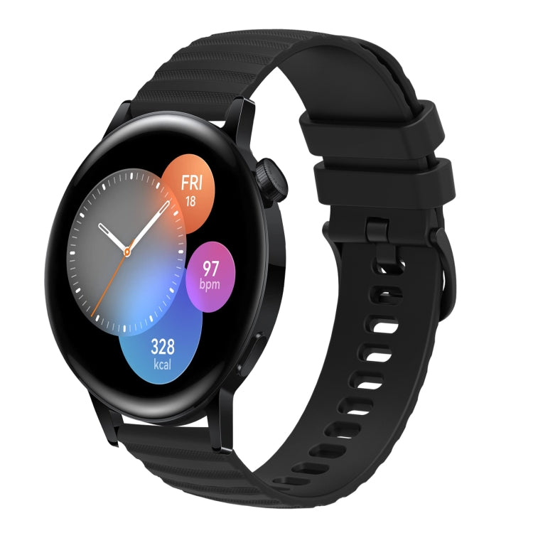 For Huawei Watch GT3 46mm 22mm Wavy Dot Pattern Solid Color Silicone Watch Band(Black) - free shipping - PMC TechLife - Order now!