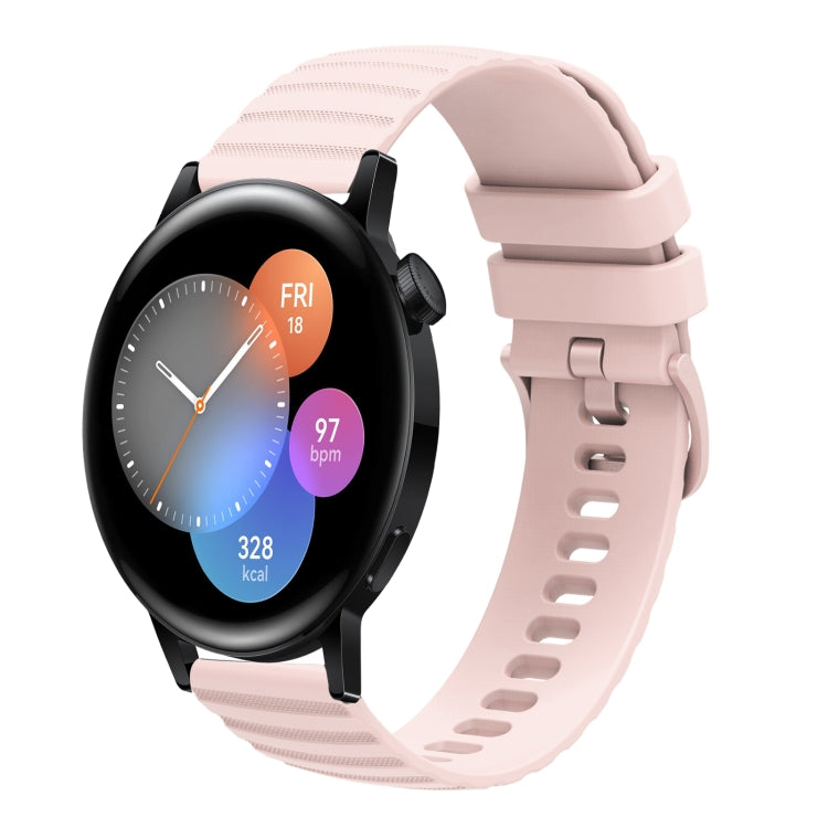 For Huawei Watch 3 22mm Wavy Dot Pattern Solid Color Silicone Watch Band(Pink) - free shipping - PMC TechLife - Order now!