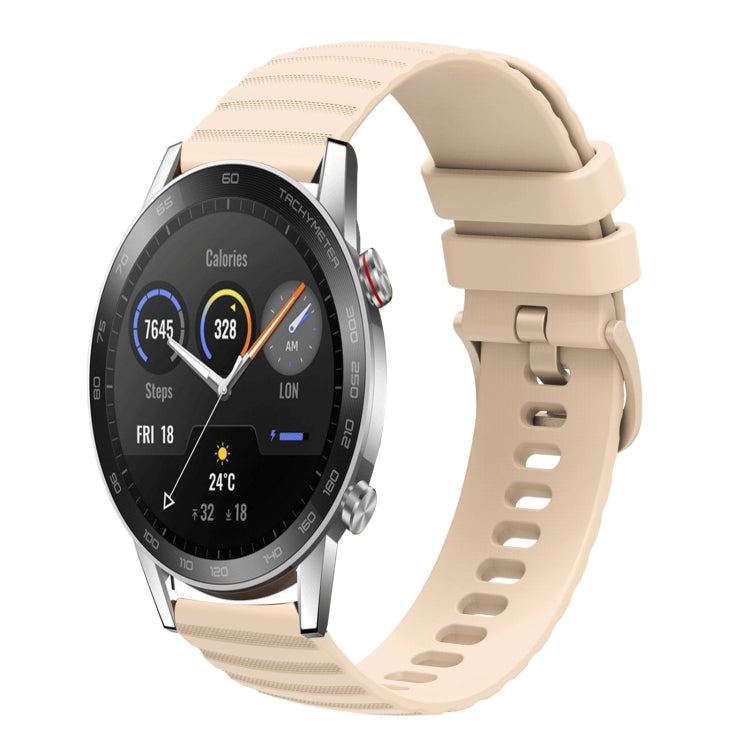 For Honor Magic Watch 2 46mm 22mm Wavy Dot Pattern Solid Color Silicone Watch Band(Beige) - free shipping - PMC TechLife - Order now!