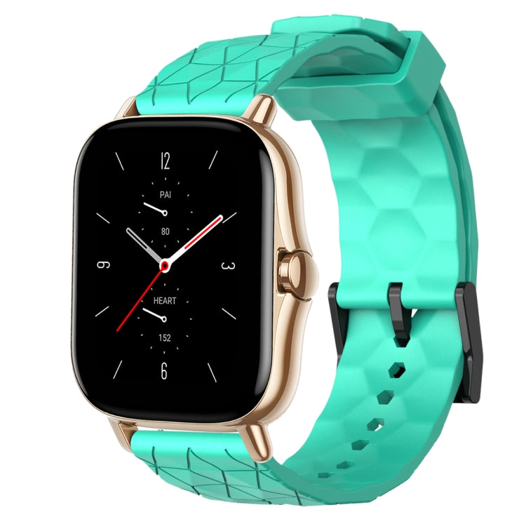For Amazfit GTS 2E 20mm Football Pattern Solid Color Silicone Watch Band(Teal) - free shipping - PMC TechLife - Order now!