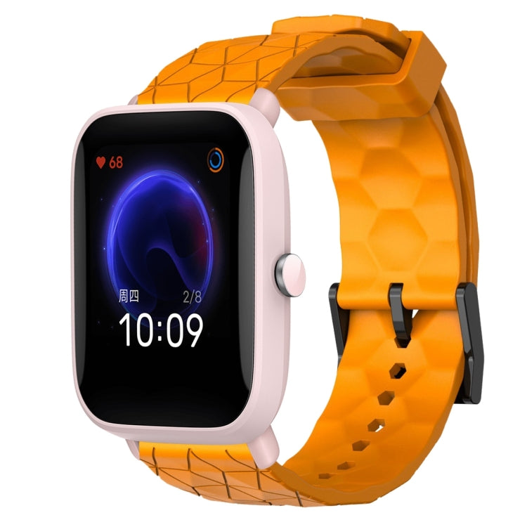 For Amazfit Pop Pro 20mm Football Pattern Solid Color Silicone Watch Band(Yellow) - free shipping - PMC TechLife - Order now!