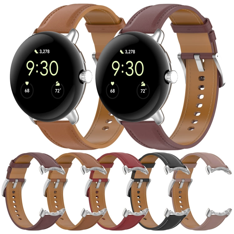 For Google Pixel Watch Leather Embossed Sewing Watch Band(Dark Brown) - free shipping - PMC TechLife - Order now!