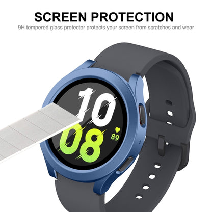 For Samsung Galaxy Watch4/5 40mm ENKAY Hat-Prince Waterproof Full Coverage PC Frame + 9H Tempered Glass Case(Dark Blue) - Watch Cases by ENKAY | Online Shopping South Africa | PMC Jewellery | Buy Now Pay Later Mobicred