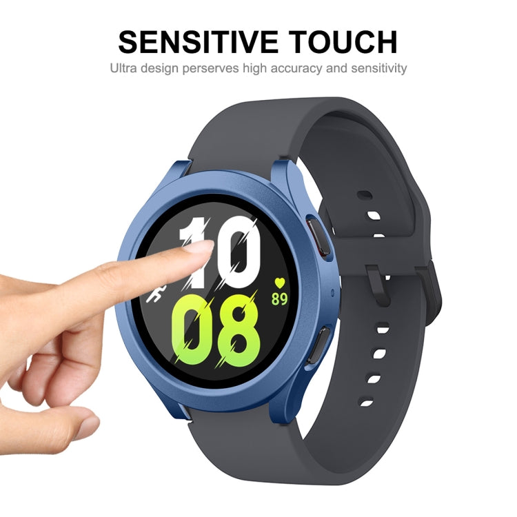 For Samsung Galaxy Watch4/5 40mm ENKAY Hat-Prince Waterproof Full Coverage PC Frame + 9H Tempered Glass Case(Dark Blue) - Watch Cases by ENKAY | Online Shopping South Africa | PMC Jewellery | Buy Now Pay Later Mobicred