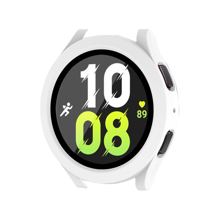 For Samsung Galaxy Watch4/5 44mm ENKAY Hat-Prince Waterproof Full Coverage PC Frame + 9H Tempered Glass Case(White) - Watch Cases by ENKAY | Online Shopping South Africa | PMC Jewellery | Buy Now Pay Later Mobicred