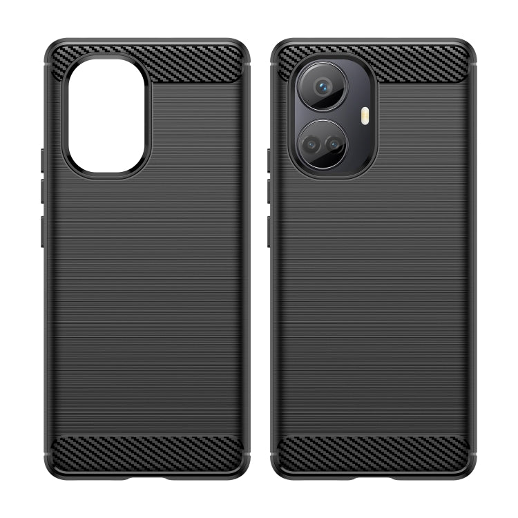 For Realme 10 Pro+ Brushed Texture Carbon Fiber TPU Phone Case(Black) - Realme 10 Pro+ Cases by PMC Jewellery | Online Shopping South Africa | PMC Jewellery