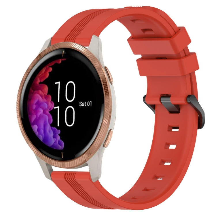 Compatible with Garmin Venu 20mm Concave Striped Slicone Watch Band(Red) - free shipping - PMC TechLife - Order now!