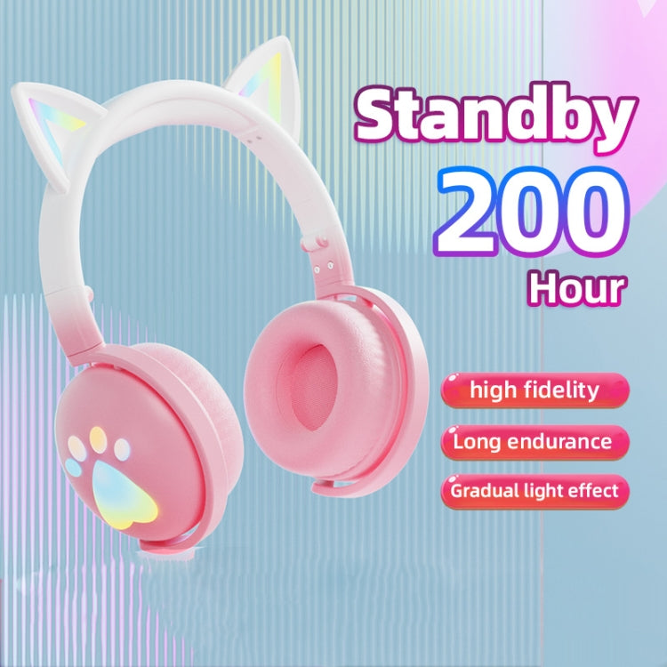KE28 RGB Cute Cat Ears Bluetooth Wireless Music Headset with Detachable Mic(Pink) - Headset & Headphone by PMC Jewellery | Online Shopping South Africa | PMC Jewellery