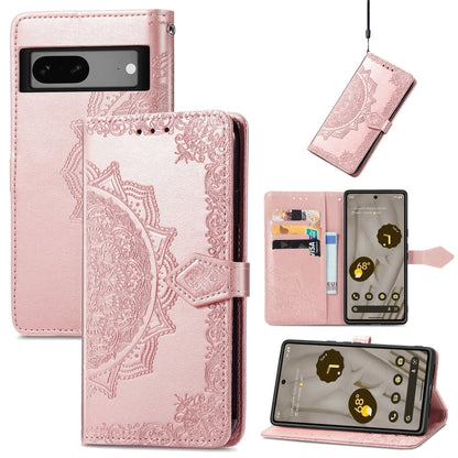 For Google Pixel 7A Mandala Flower Embossed Leather Phone Case(Rose Gold) - Google Cases by PMC Jewellery | Online Shopping South Africa | PMC Jewellery