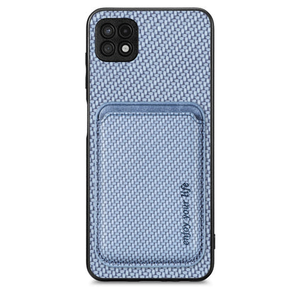 For Samsung Galaxy A22 5G Carbon Fiber Leather Card Magsafe Magnetic Phone Case(Blue) - Galaxy Phone Cases by PMC Jewellery | Online Shopping South Africa | PMC Jewellery