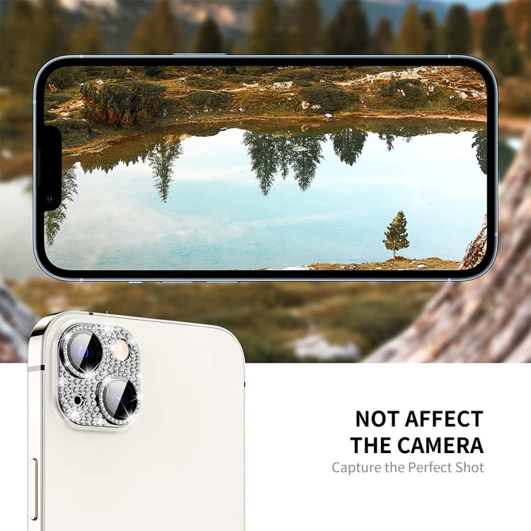 For iPhone 14 / 14 Plus ENKAY Hat-Prince Blink Diamond Camera Lens Aluminium Alloy Tempered Glass Film(Colorful) - iPhone 14 Tempered Glass by ENKAY | Online Shopping South Africa | PMC Jewellery