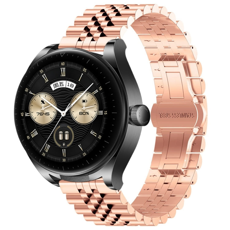 For Huawei Watch Buds Five Bull Half Round Stainless Steel Watch Band + Strap Removal Tool(Rose Gold) - Smart Wear by PMC Jewellery | Online Shopping South Africa | PMC Jewellery