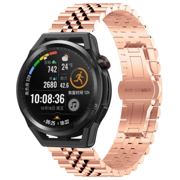 For Huawei Watch GT Runner Five Bull Half Round Stainless Steel Watch Band + Strap Removal Tool(Rose Gold) - Smart Wear by PMC Jewellery | Online Shopping South Africa | PMC Jewellery