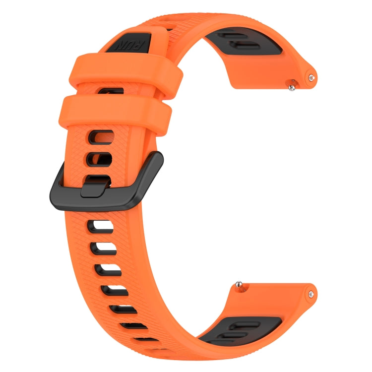 For Garmin Forerunner 265S 18mm Sports Two-Color Silicone Watch Band(Orange+Black) - Smart Wear by PMC Jewellery | Online Shopping South Africa | PMC Jewellery