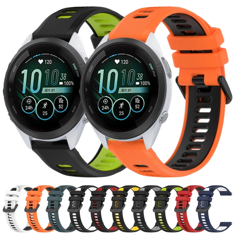 For Garmin Vivoactive 4S 18mm Sports Two-Color Silicone Watch Band(Black+Green) - Smart Wear by PMC Jewellery | Online Shopping South Africa | PMC Jewellery