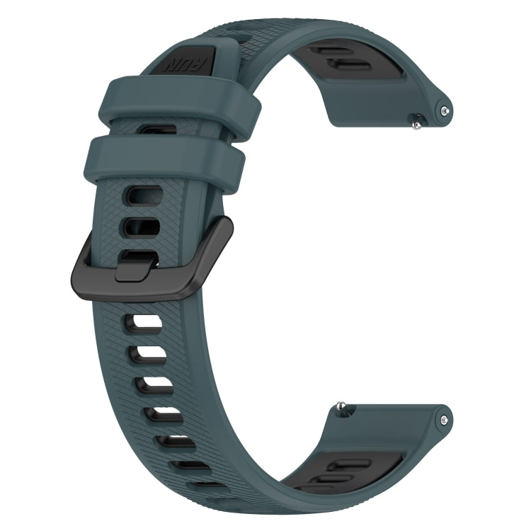 For Garmin Forerunner 265S Music 18mm Sports Two-Color Silicone Watch Band(Olive Green+Black) - Smart Wear by PMC Jewellery | Online Shopping South Africa | PMC Jewellery