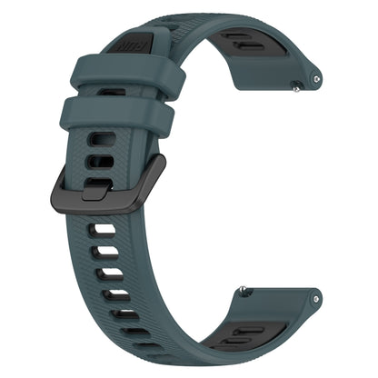 For Garmin Forerunner 255S 18mm Sports Two-Color Silicone Watch Band(Olive Green+Black) - Smart Wear by PMC Jewellery | Online Shopping South Africa | PMC Jewellery