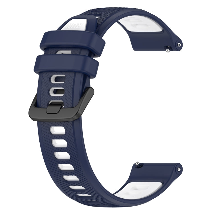 For Garmin Forerunner 255S 18mm Sports Two-Color Silicone Watch Band(Midnight Blue+White) - Smart Wear by PMC Jewellery | Online Shopping South Africa | PMC Jewellery